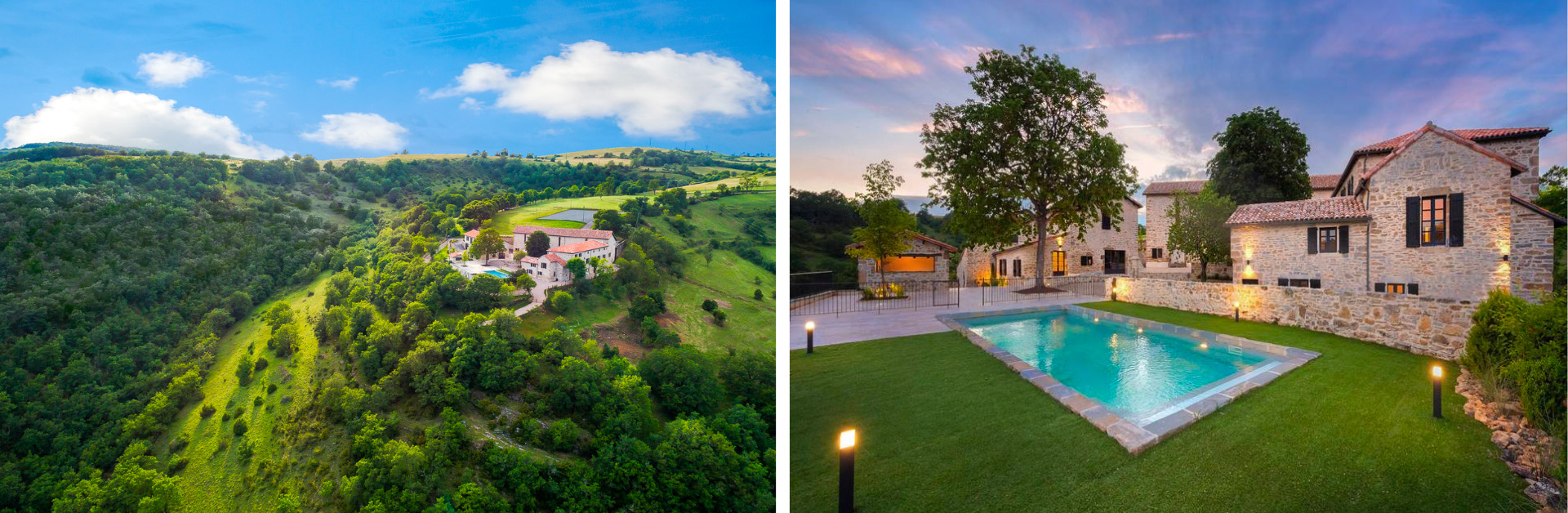 domaine de baldasse en pleine nature, avec ses bâtises en pierre et son sublime jardin